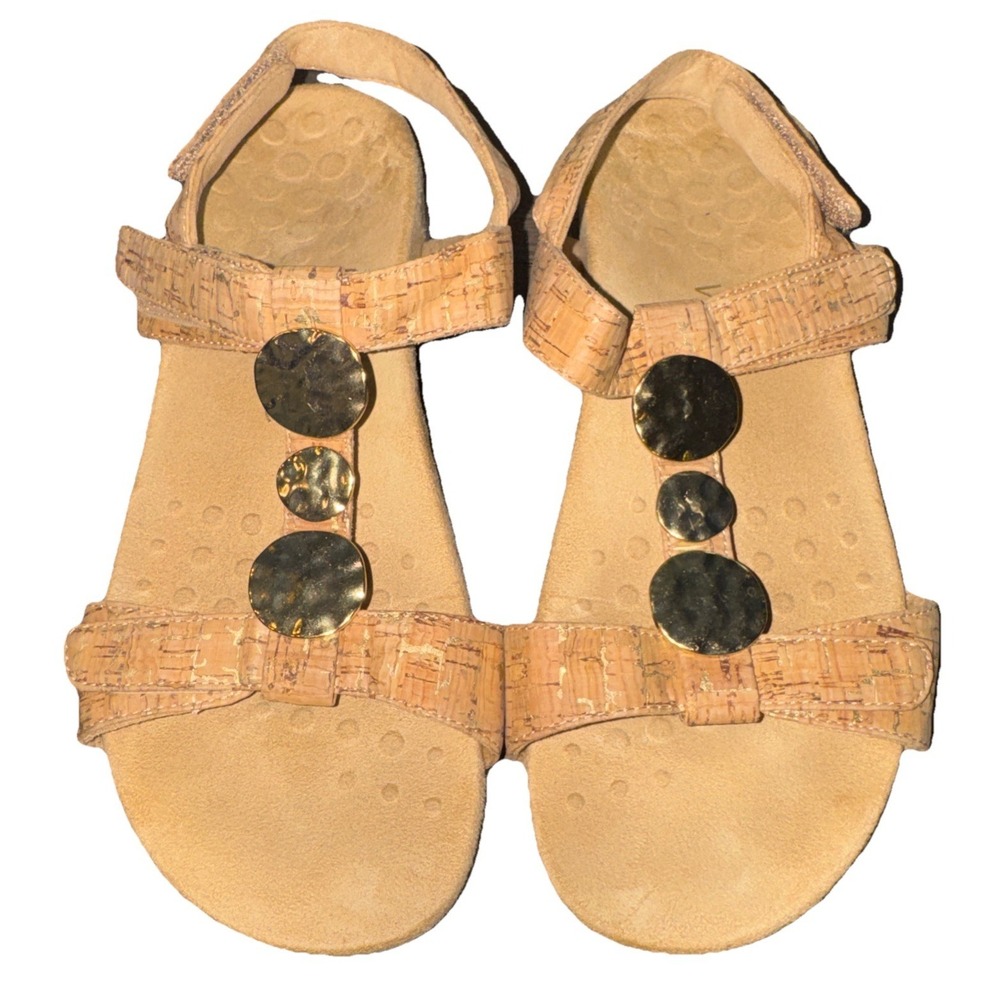 Vionic Sandals Womens Size 9 Tan Cork Farra Ankle Strap Orthotic Comfort Footbed